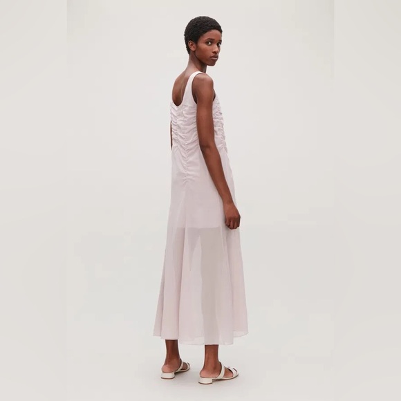 COS | Maxi Ruffle Lavender Gathered Sleeveless Dress Size 6 Brand New - Picture 4 of 16